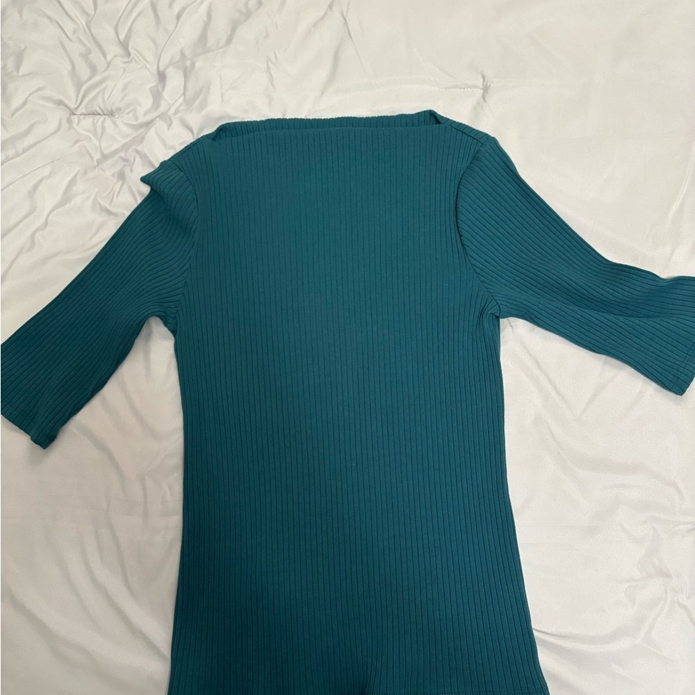 Teal Ribbed Knit Top